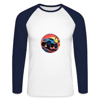 RETRO OFFROAD - Unisex Baseballshirt langarm - Weiß/Navy - Vorne - Nik (191cm)
