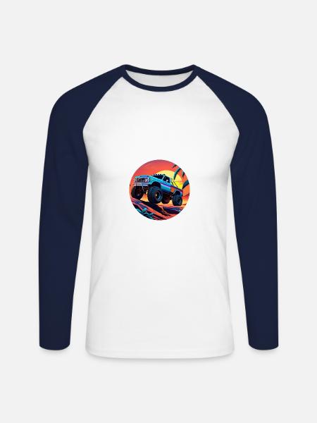 RETRO OFFROAD - Unisex Baseballshirt langarm - Weiß/Navy