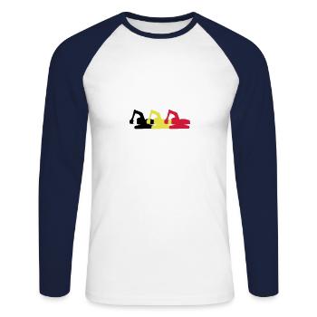 pelleteuse - T-shirt baseball manches longues Homme - blanc/marine - Devant - Nik (191cm)