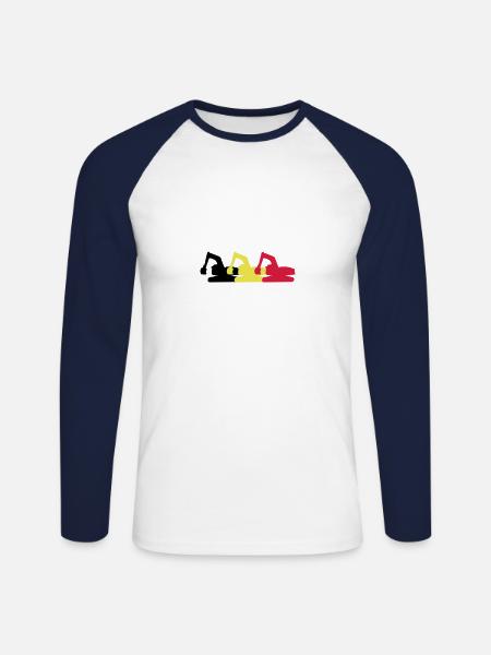 pelleteuse - T-shirt baseball manches longues Homme - blanc/marine