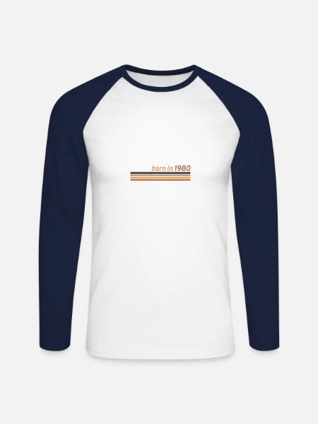 1980 - Unisex Long Sleeve Baseball T-Shirt - white/navy