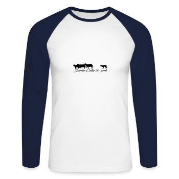 Border Collie hüten - Unisex Baseballshirt langarm - Weiß/Navy - Vorne - Nik (191cm)
