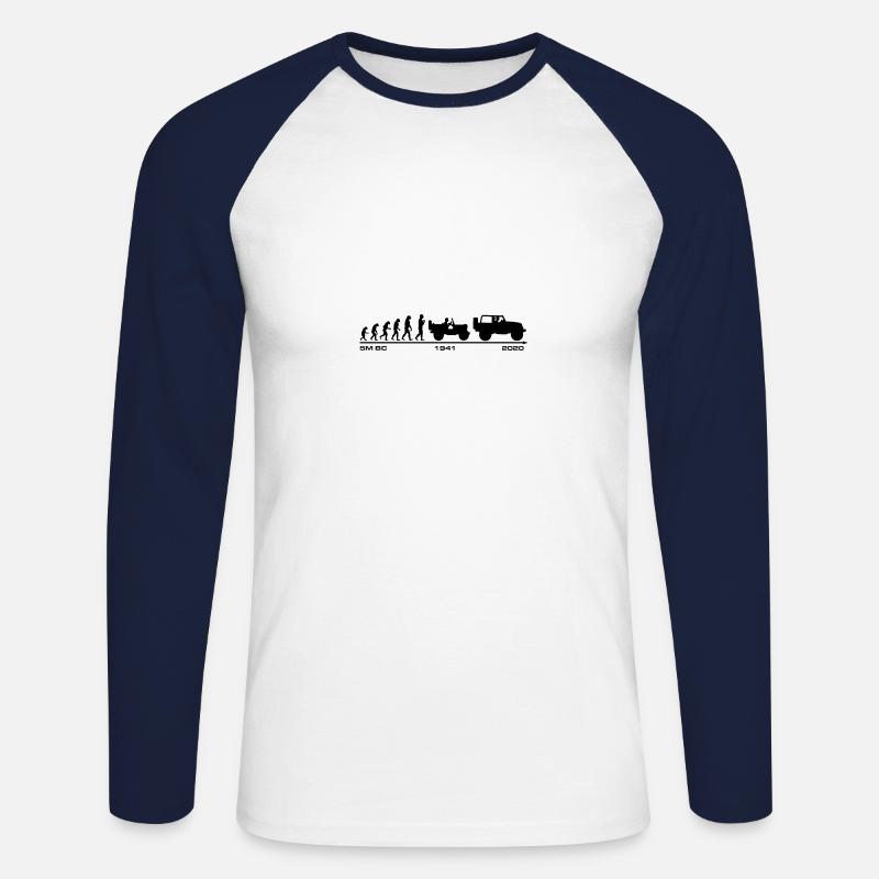 Jeep Evolution update 2020 - Unisex Long Sleeve Baseball T-Shirt - white/navy