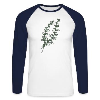 Planter en vert idée cadeau - T-shirt baseball manches longues Homme - blanc/marine - Devant - Nik (191cm)