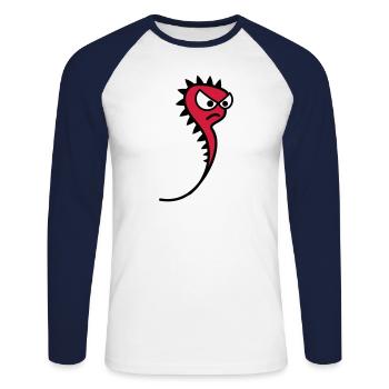 Evil sperm - Unisex Long Sleeve Baseball T-Shirt - white/navy - Front - Nik (191cm)