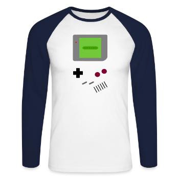 Game Boy - T-shirt baseball manches longues Homme - blanc/marine - Devant - Nik (191cm)