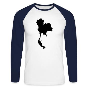 Thailand Silhouette Karte - Unisex Baseballshirt langarm - Weiß/Navy - Vorne - Nik (191cm)