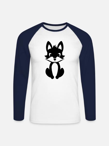 Renard - T-shirt baseball manches longues Homme - blanc/marine