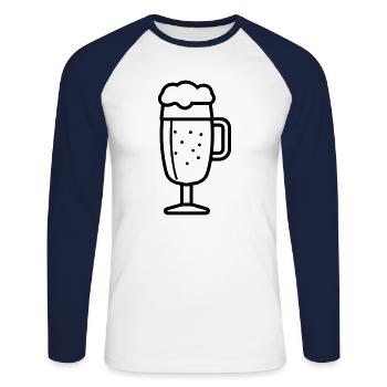 Bière - T-shirt baseball manches longues Homme - blanc/marine - Devant - Nik (191cm)