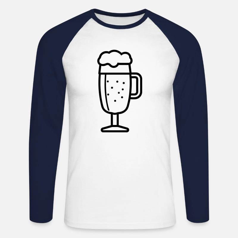 Bier - Unisex Baseballshirt langarm - Weiß/Navy