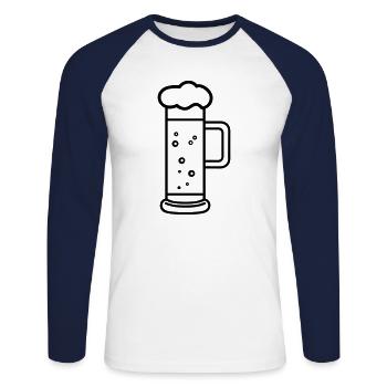 Bière - T-shirt baseball manches longues Homme - blanc/marine - Devant - Nik (191cm)