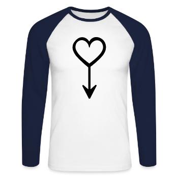 Flèche coeur - T-shirt baseball manches longues Homme - blanc/marine - Devant - Nik (191cm)