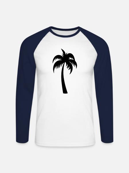 Palm tree - Unisex Long Sleeve Baseball T-Shirt - white/navy