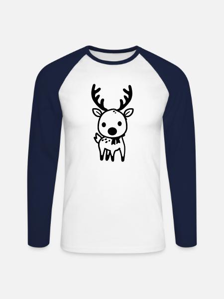 Deer - Unisex Long Sleeve Baseball T-Shirt - white/navy