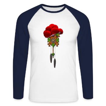 Ma Forêt-Noire - T-shirt baseball manches longues Homme - blanc/marine - Devant - Nik (191cm)
