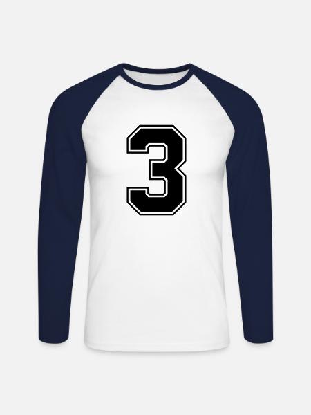 3 - Unisex Baseballshirt langarm - Weiß/Navy