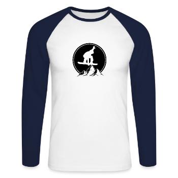 Snowboarder Sports d’hiver Neige - T-shirt baseball manches longues Homme - blanc/marine - Devant - Nik (191cm)
