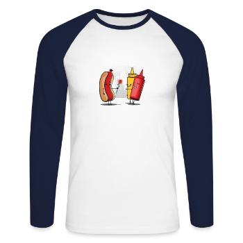 Hot Dog Love Ketchup - Unisex Long Sleeve Baseball T-Shirt - white/navy - Front - Nik (191cm)