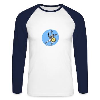 Fahrrad - Unisex Baseballshirt langarm - Weiß/Navy - Vorne - Nik (191cm)