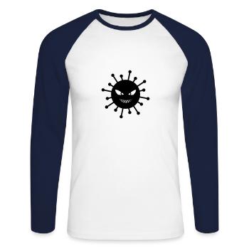 coronavirus covid 19 - T-shirt baseball manches longues Homme - blanc/marine - Devant - Nik (191cm)