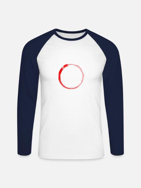 Red circle - Unisex Long Sleeve Baseball T-Shirt - white/navy