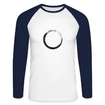 Black circle - Unisex Long Sleeve Baseball T-Shirt - white/navy - Front - Nik (191cm)