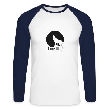 Lone wolf flat design black - Unisex Long Sleeve Baseball T-Shirt - white/navy - Front - Nik (191cm)