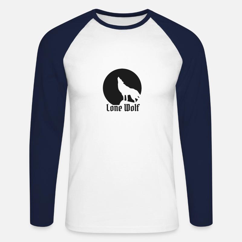 Einsamer Wolf flat design schwarz - Unisex Baseballshirt langarm - Weiß/Navy