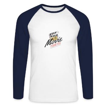 Production de films producteur de films réalisateur réalisateur volet - T-shirt baseball manches longues Homme - blanc/marine - Devant - Nik (191cm)