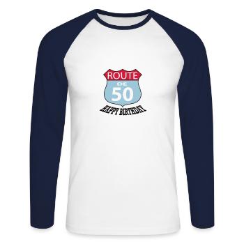 Birthday Birthday Route 50 - Unisex Long Sleeve Baseball T-Shirt - white/navy - Front - Nik (191cm)