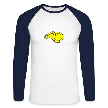 Lapin rapide - T-shirt baseball manches longues Homme - blanc/marine - Devant - Nik (191cm)