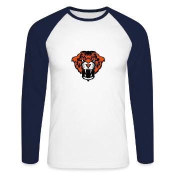 leopards animal sauvage 28012 - T-shirt baseball manches longues Homme - blanc/marine - Devant - Nik (191cm)