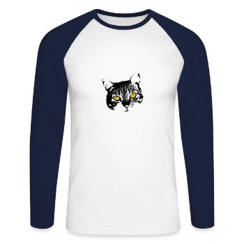 Cat - Unisex Long Sleeve Baseball T-Shirt - white/navy - Front - Nik (191cm)