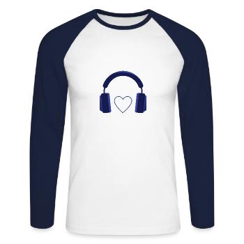 headphone - Unisex Long Sleeve Baseball T-Shirt - white/navy - Front - Nik (191cm)