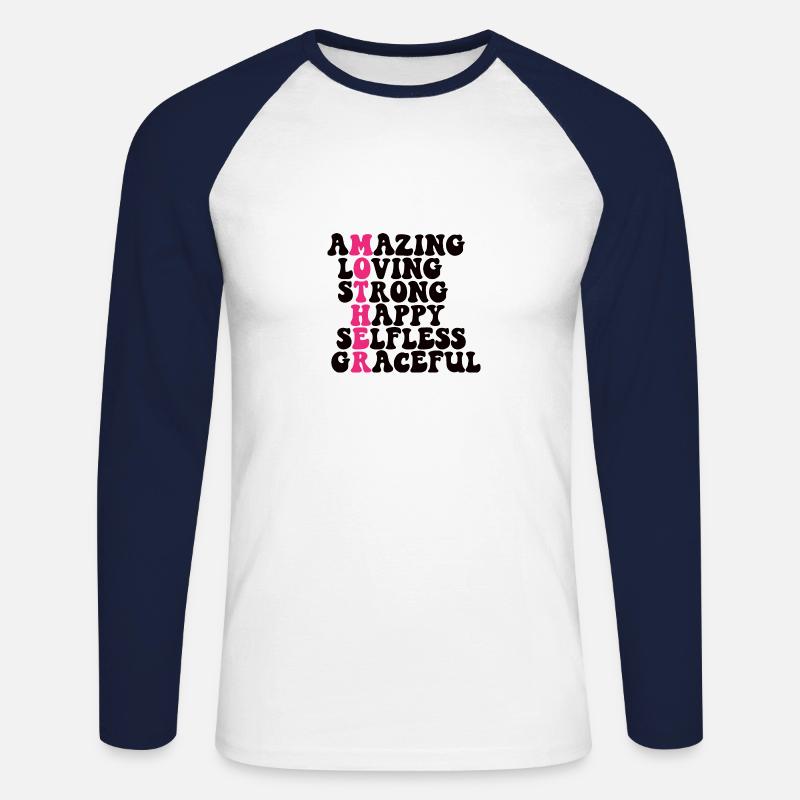 Beste Mutter Mama Eltern Geburt - Unisex Baseballshirt langarm - Weiß/Navy