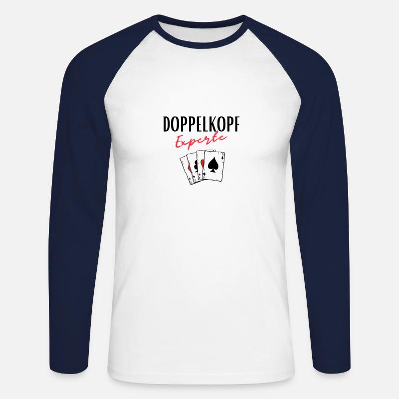 Doppelkopf Experte - Unisex Baseballshirt langarm - Weiß/Navy