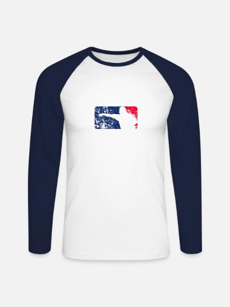 Darts League Destroyed 🎯 - Unisex Long Sleeve Baseball T-Shirt - white/navy