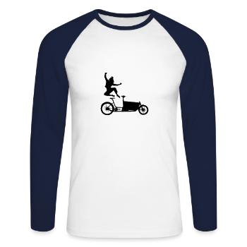 Saute sur la roue de charge - T-shirt baseball manches longues Homme - blanc/marine - Devant - Nik (191cm)