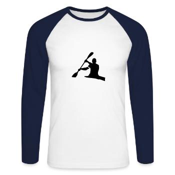 kanu_vorn - Unisex Baseballshirt langarm - Weiß/Navy - Vorne - Nik (191cm)