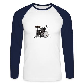 Drums - Unisex Baseballshirt langarm - Weiß/Navy - Vorne - Nik (191cm)