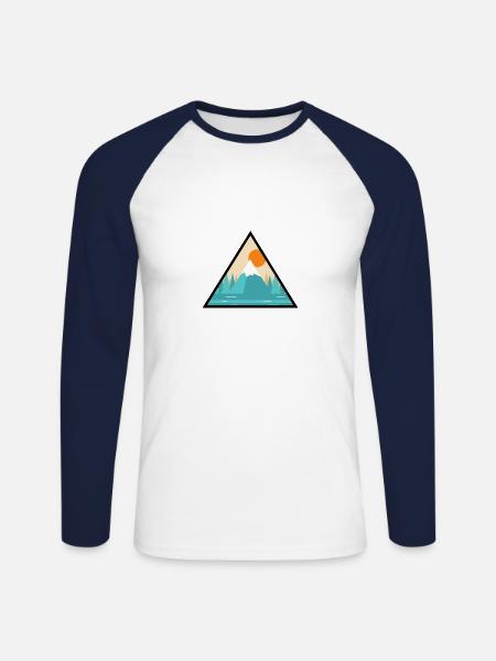 Mountains Nature Hiking Sunset triangular - Unisex Long Sleeve Baseball T-Shirt - white/navy