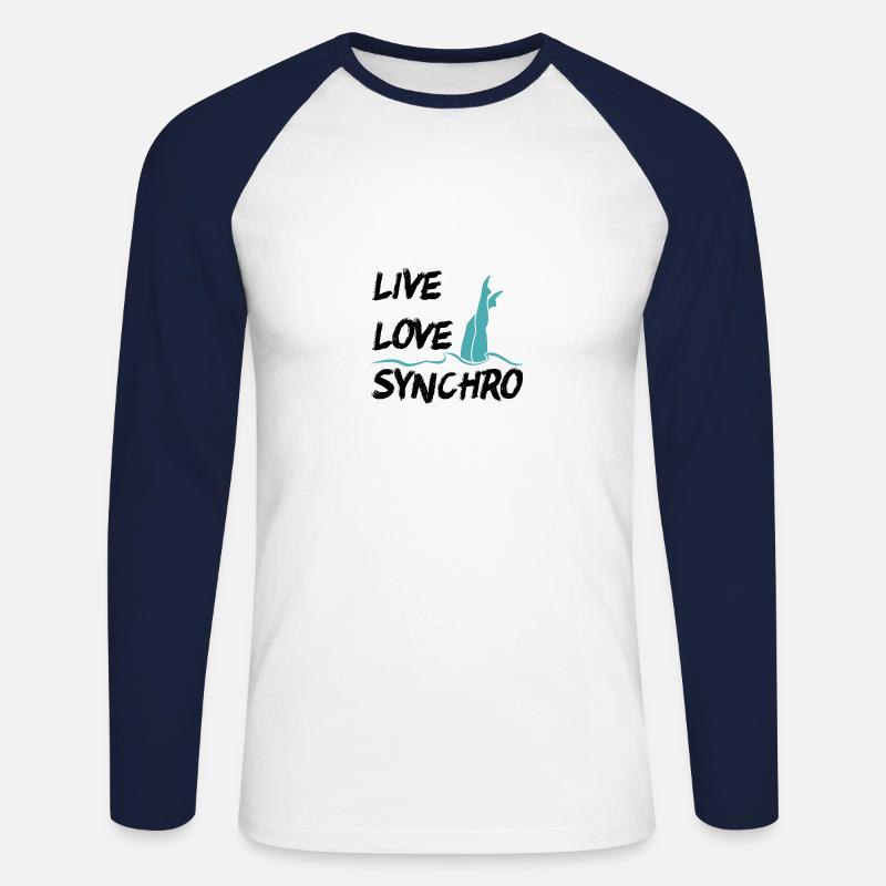 live amore sincro - Maglia da baseball a manica lunga da uomo - bianco/navy