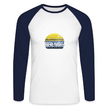 Oberlausitzer Sonnenaufgang - Unisex Baseballshirt langarm - Weiß/Navy - Vorne - Nik (191cm)