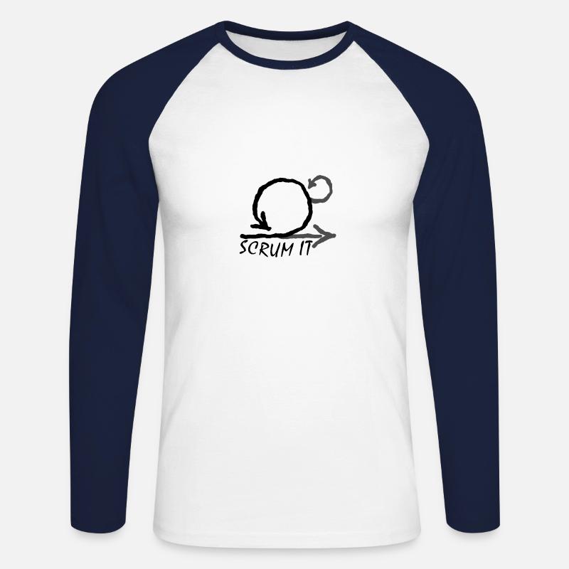 scrum it - Unisex Baseballshirt langarm - Weiß/Navy