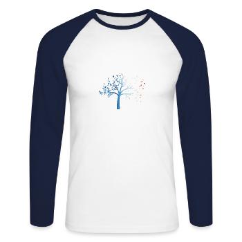 Warming stripes - loose nature / tree - Unisex Long Sleeve Baseball T-Shirt - white/navy - Front - Nik (191cm)