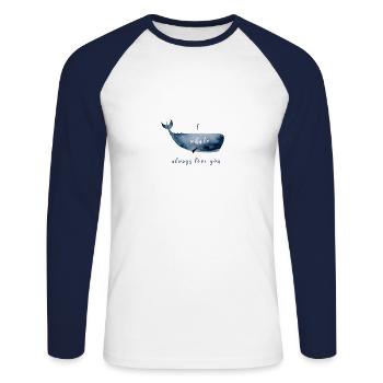 Amour de baleine - T-shirt baseball manches longues Homme - blanc/marine - Devant - Nik (191cm)