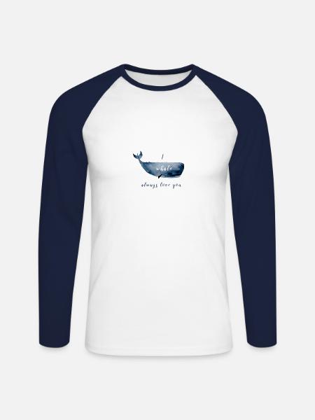 Wal Liebe - Unisex Baseballshirt langarm - Weiß/Navy