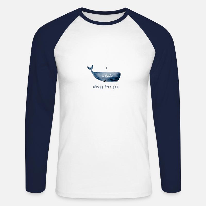 Wal Liebe - Unisex Baseballshirt langarm - Weiß/Navy