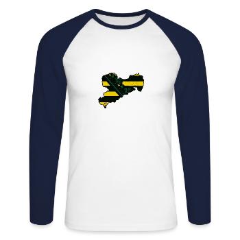 Saxe drapeau - T-shirt baseball manches longues Homme - blanc/marine - Devant - Nik (191cm)