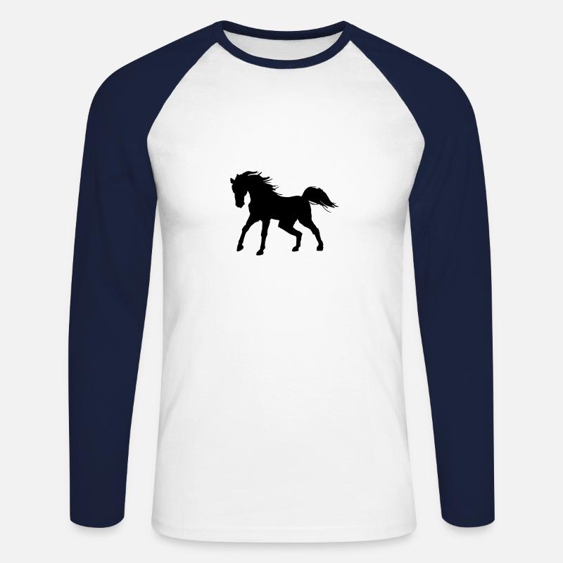 Pferd Schatten - Unisex Baseballshirt langarm - Weiß/Navy